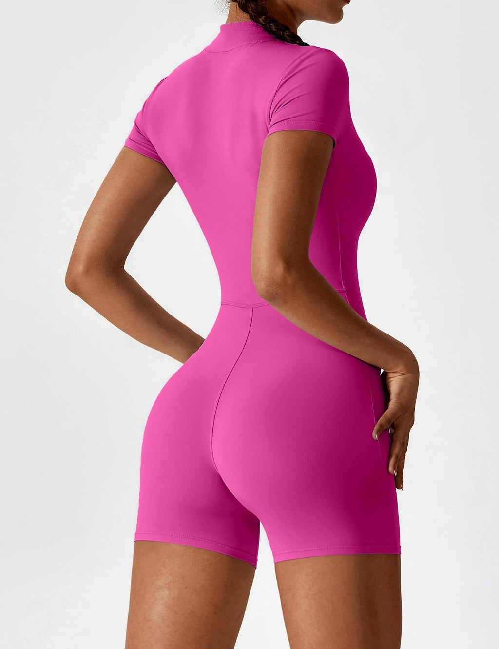 Fitness Waffle Zipper Jumpsuit