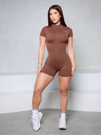 Fitness Waffle Zipper Jumpsuit