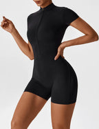 Fitness Waffle Zipper Jumpsuit