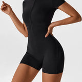 Fitness Waffle Zipper Jumpsuit