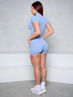 Fitness Waffle Zipper Jumpsuit