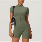 Fitness Waffle Zipper Jumpsuit