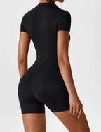 Fitness Waffle Zipper Jumpsuit