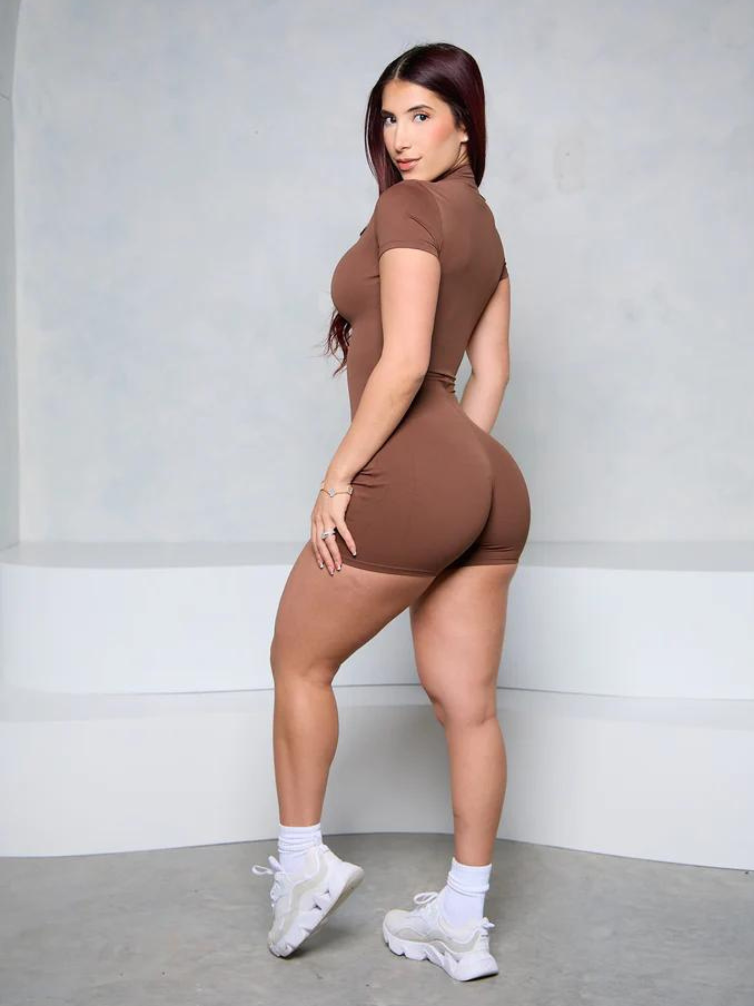 Fitness Waffle Zipper Jumpsuit